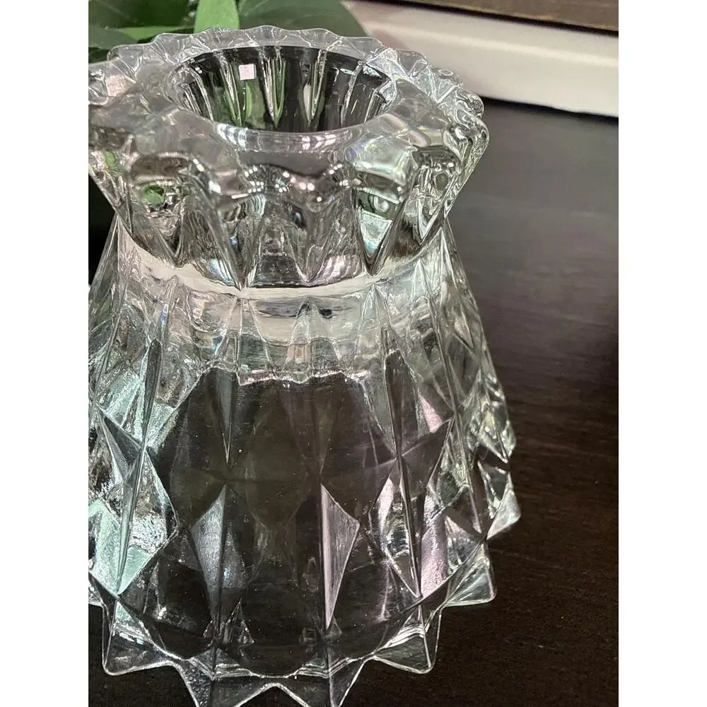 Vintage Jeannette Glass Windsor Candlestick Holders, Set of 2